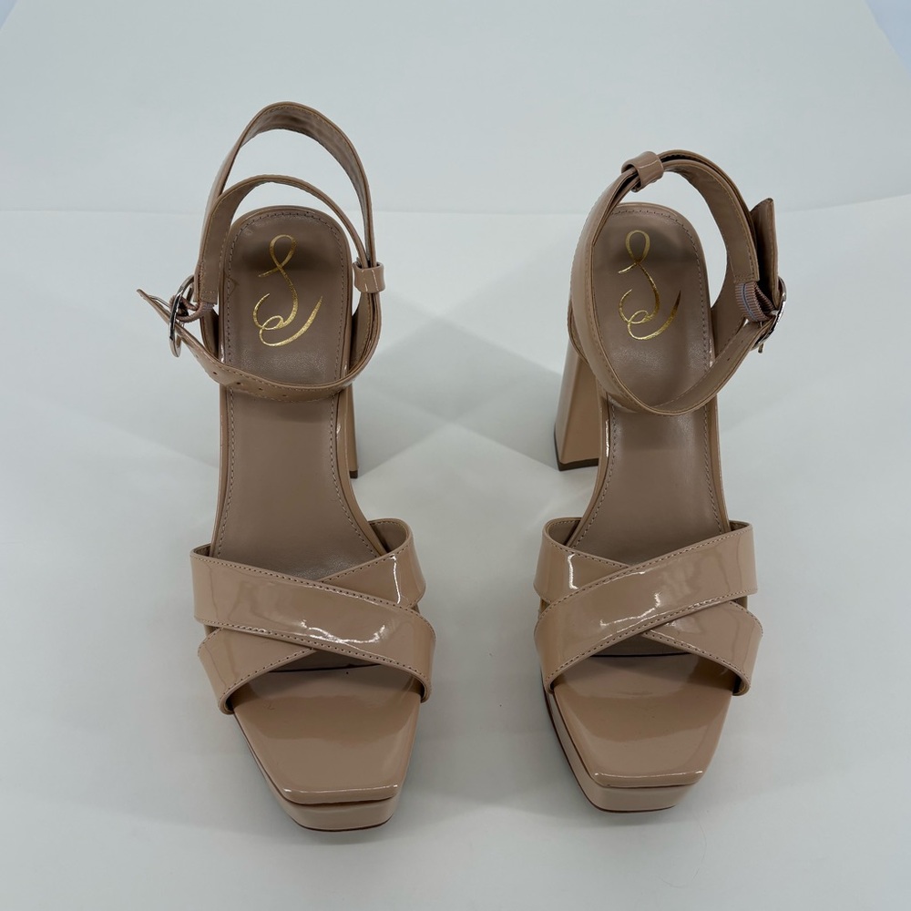 Sam Edelman Nolita Beige Blush Patent Leather Heeled Sandals - Picture 3 of 9